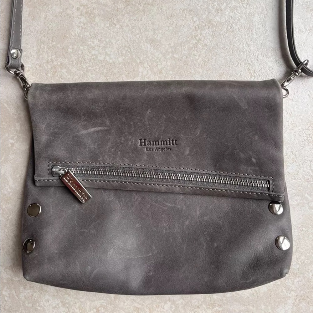 Hammitt VIP Large Pewter/Red Crossbody Bag